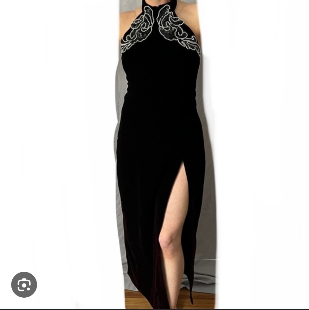 Zum Zum by Niki Livas Evening Dress Or Holiday Dres Black and White Halter Dress